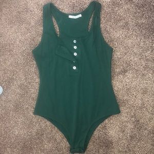 Dark green tank top bodysuit